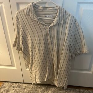 Zara Beige Striped Shirt
